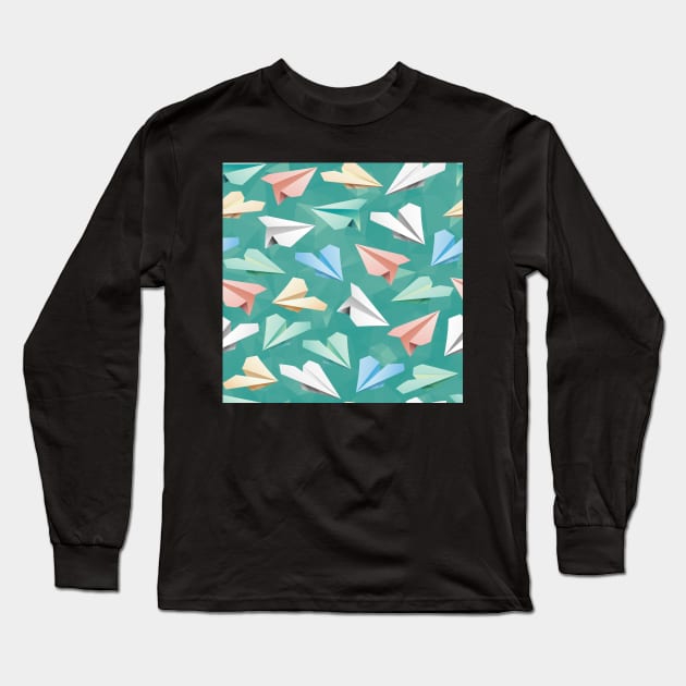 Paper Airplanes Long Sleeve T-Shirt by implexity